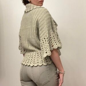 Twenty One Vintage Cream Crochet Shrug Top Sweater